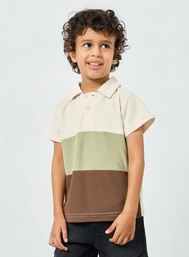 Styli Boys Color Block Polo T-Shirt